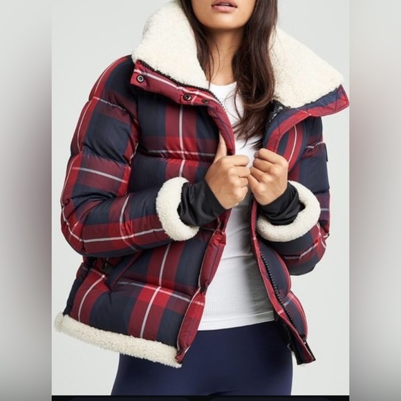 SAM. Jackets & Blazers - SAM. Mackenzie Red and Blue Plaid Puffer Jacket